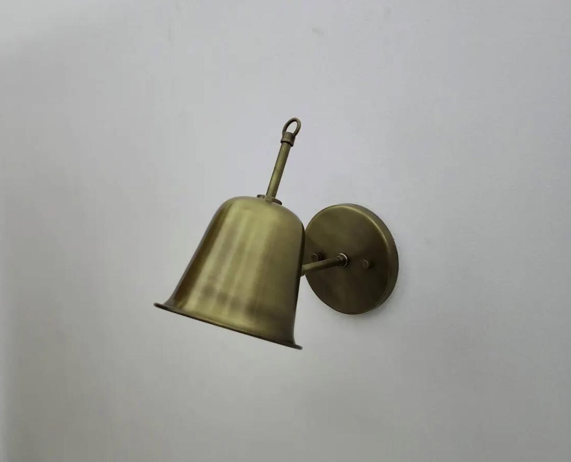 Handcrafted Solid Brass Wall Sconce – Mid-Century Modern Articulated Light Fixture with Tapered Shade