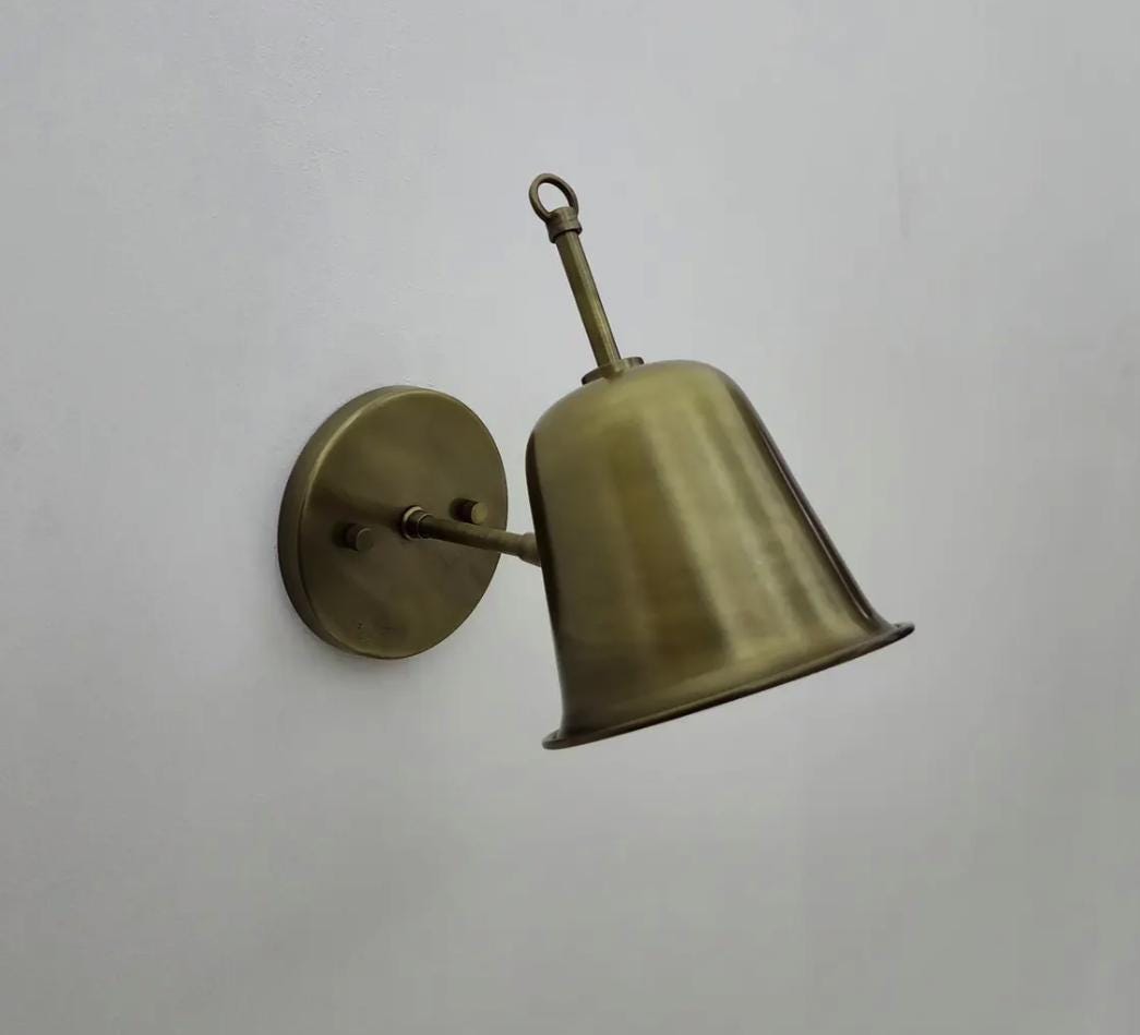 Handcrafted Solid Brass Wall Sconce – Mid-Century Modern Articulated Light Fixture with Tapered Shade