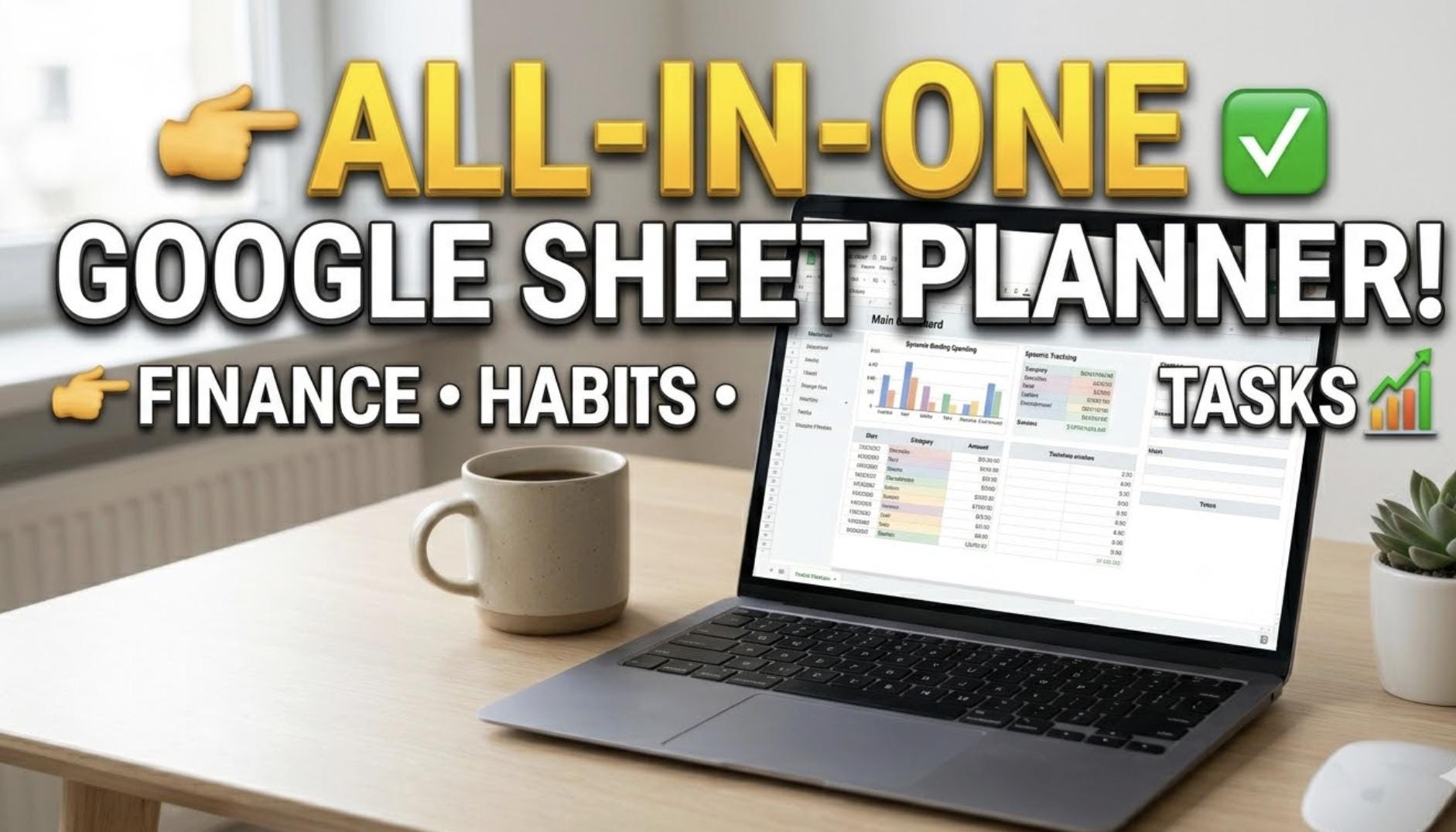 Google Sheets Planner Bundle | Budget, Habit, Weekly & Task Templates